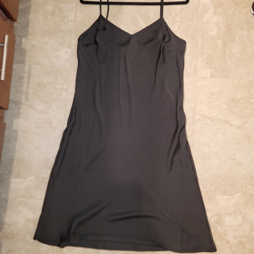 Black silk slip dress